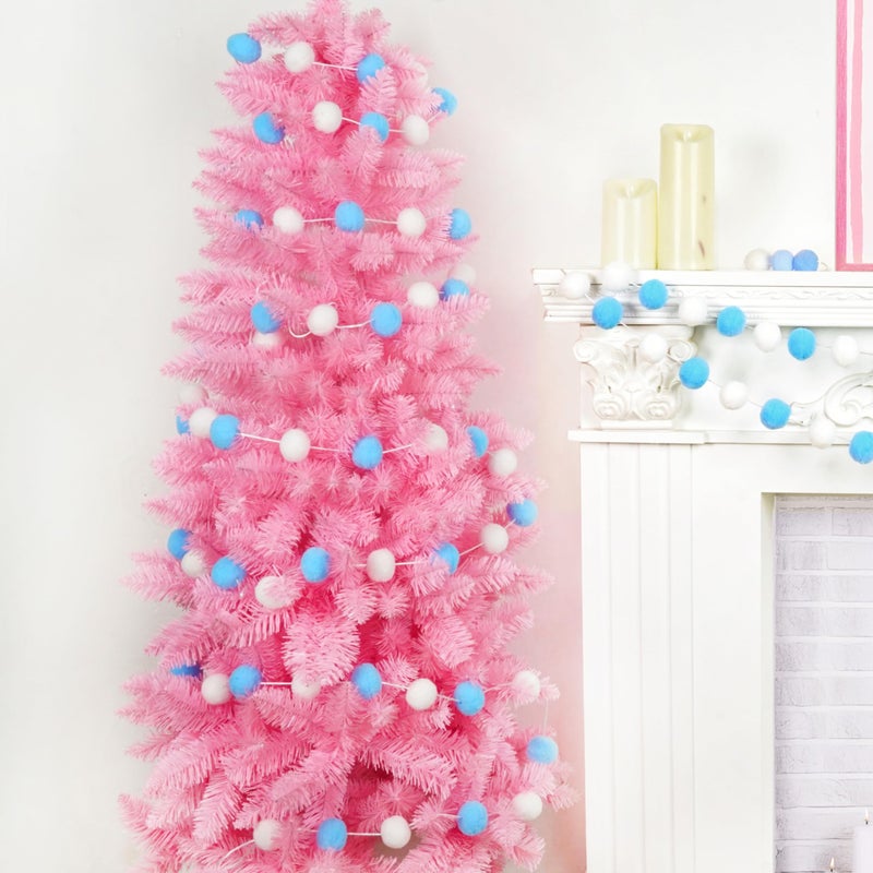 XmasExp Pom Pom Garland Decorations - Large Blue Felt Ball Garland for Mantle, Gender Reveal, Baby Shower, Tree Ornaments and Party Hanging Decor,13 Ft. (Blue, 1.57"") - Image 5